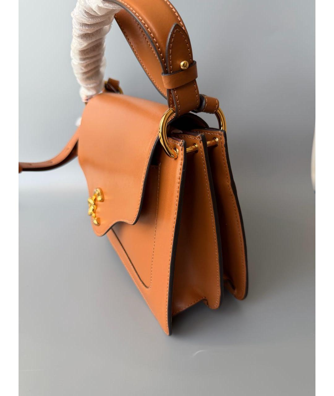COCCINELLE Коричневая кожаная сумка с короткими ручками, фото 5