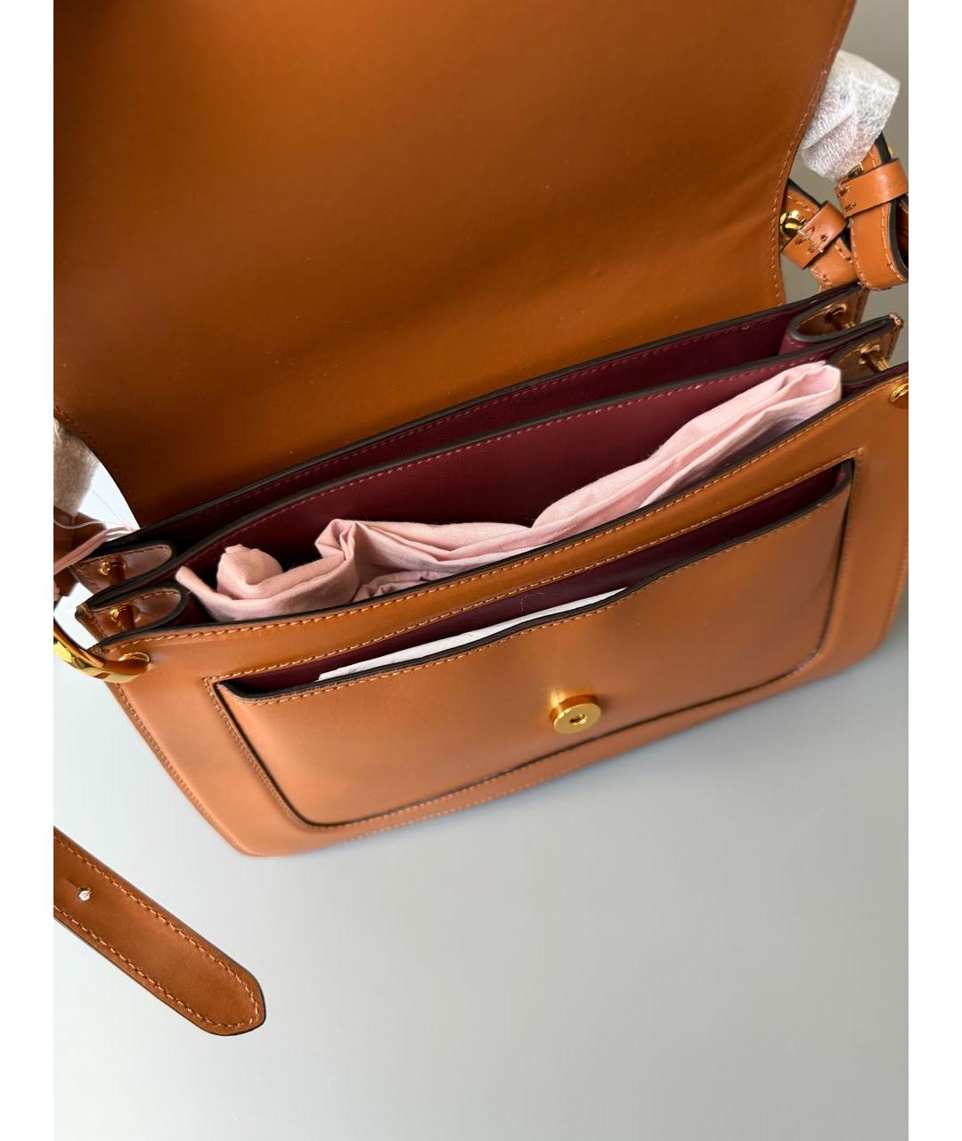 COCCINELLE Коричневая кожаная сумка с короткими ручками, фото 4