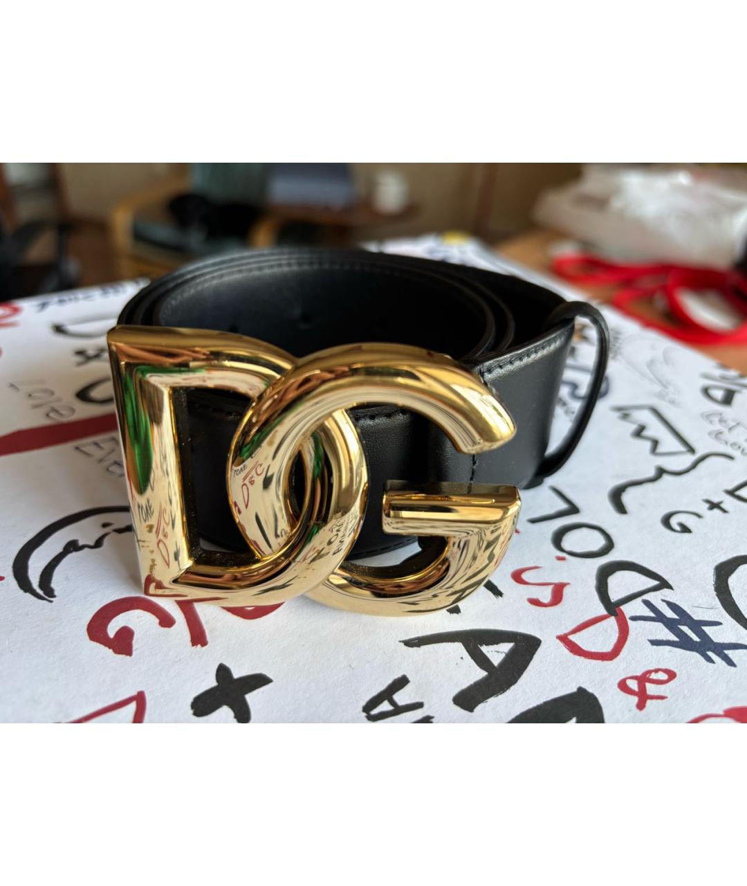 DOLCE&GABBANA Черный кожаный ремень, фото 6