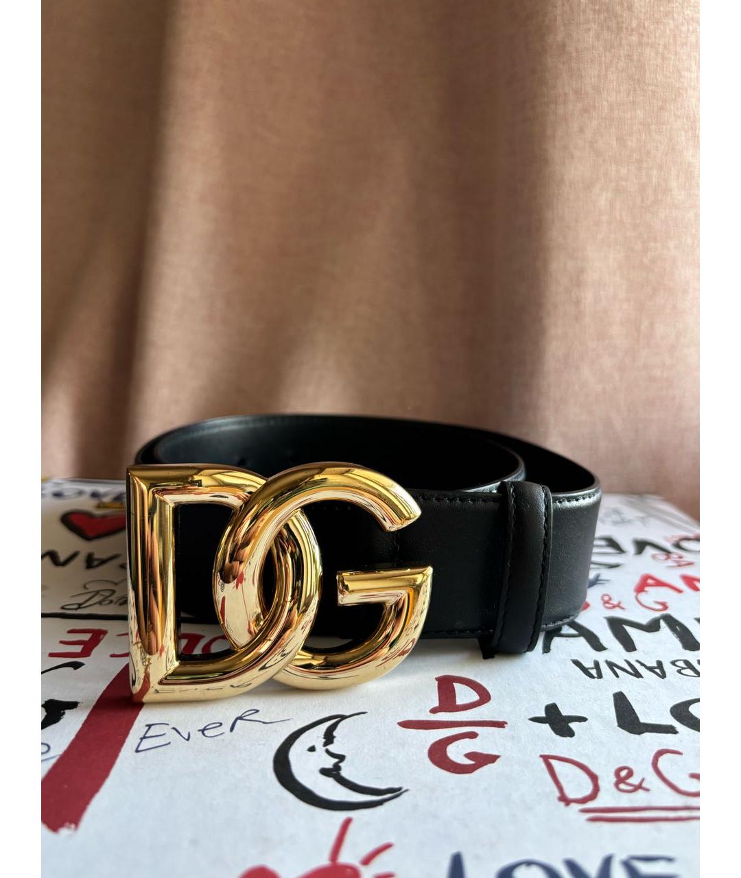 DOLCE&GABBANA Черный кожаный ремень, фото 7