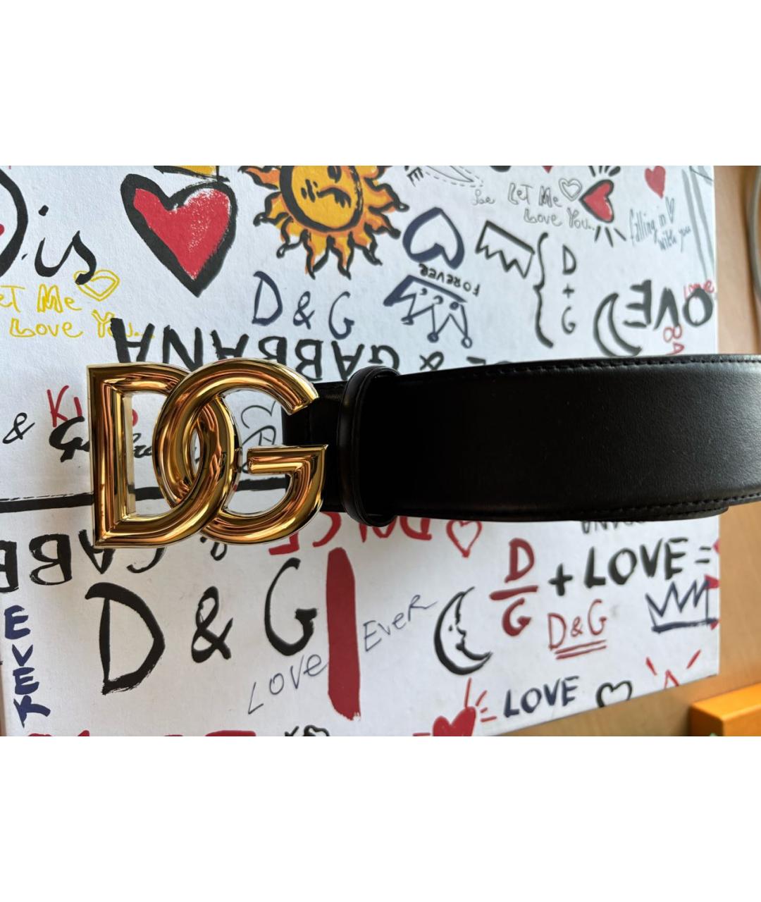 DOLCE&GABBANA Черный кожаный ремень, фото 2