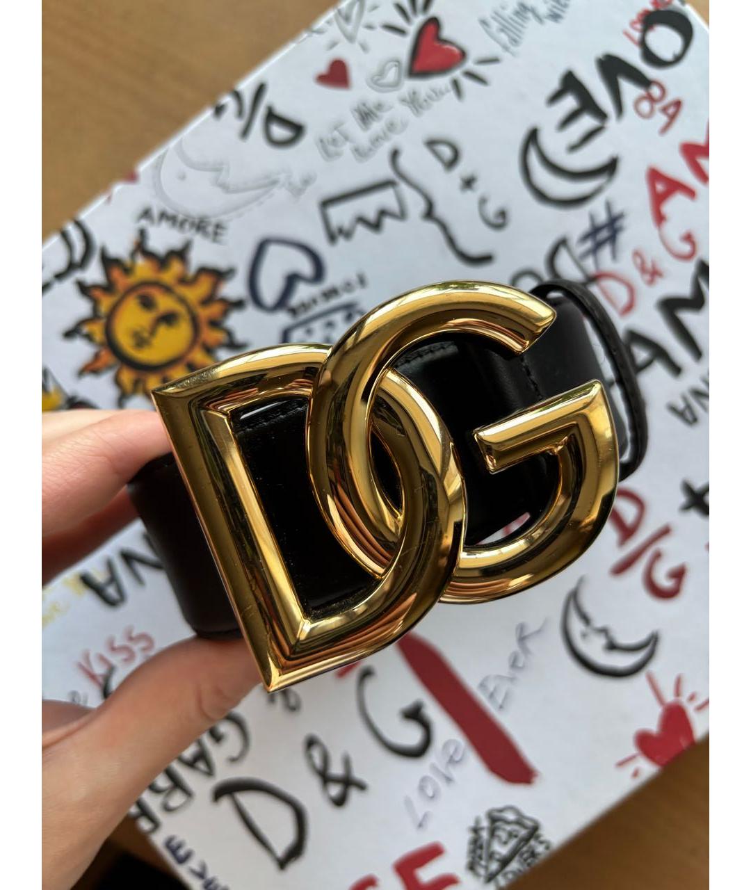 DOLCE&GABBANA Черный кожаный ремень, фото 5