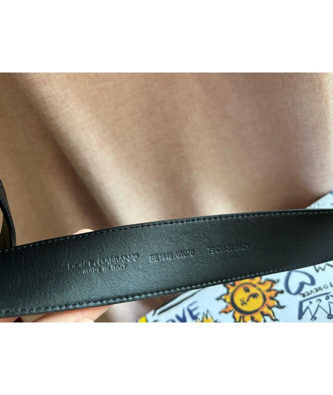 DOLCE&GABBANA Черный кожаный ремень, фото 3