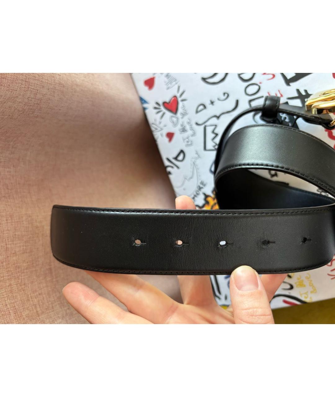 DOLCE&GABBANA Черный кожаный ремень, фото 4