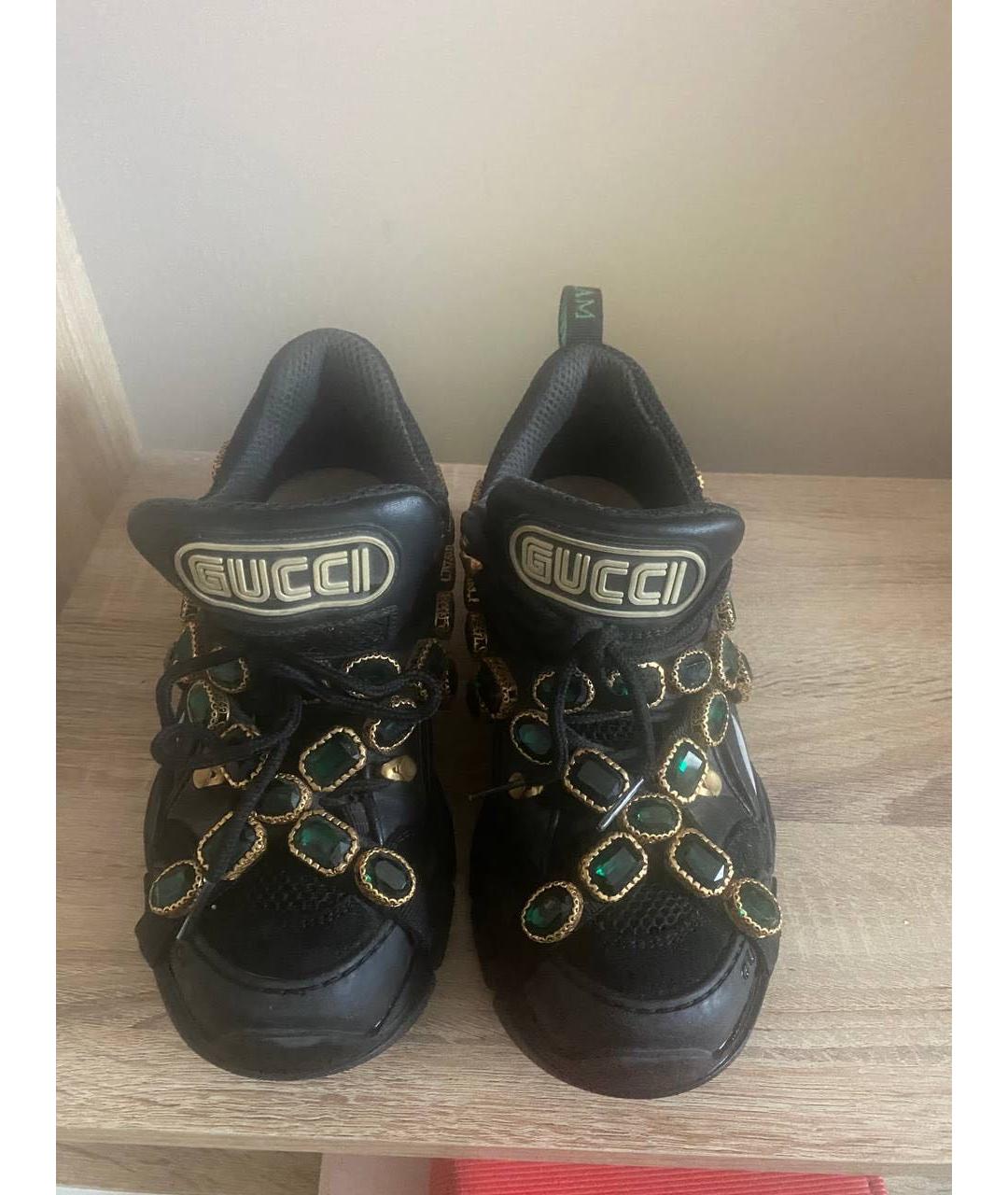 GUCCI Черные кожаные кроссовки, фото 2