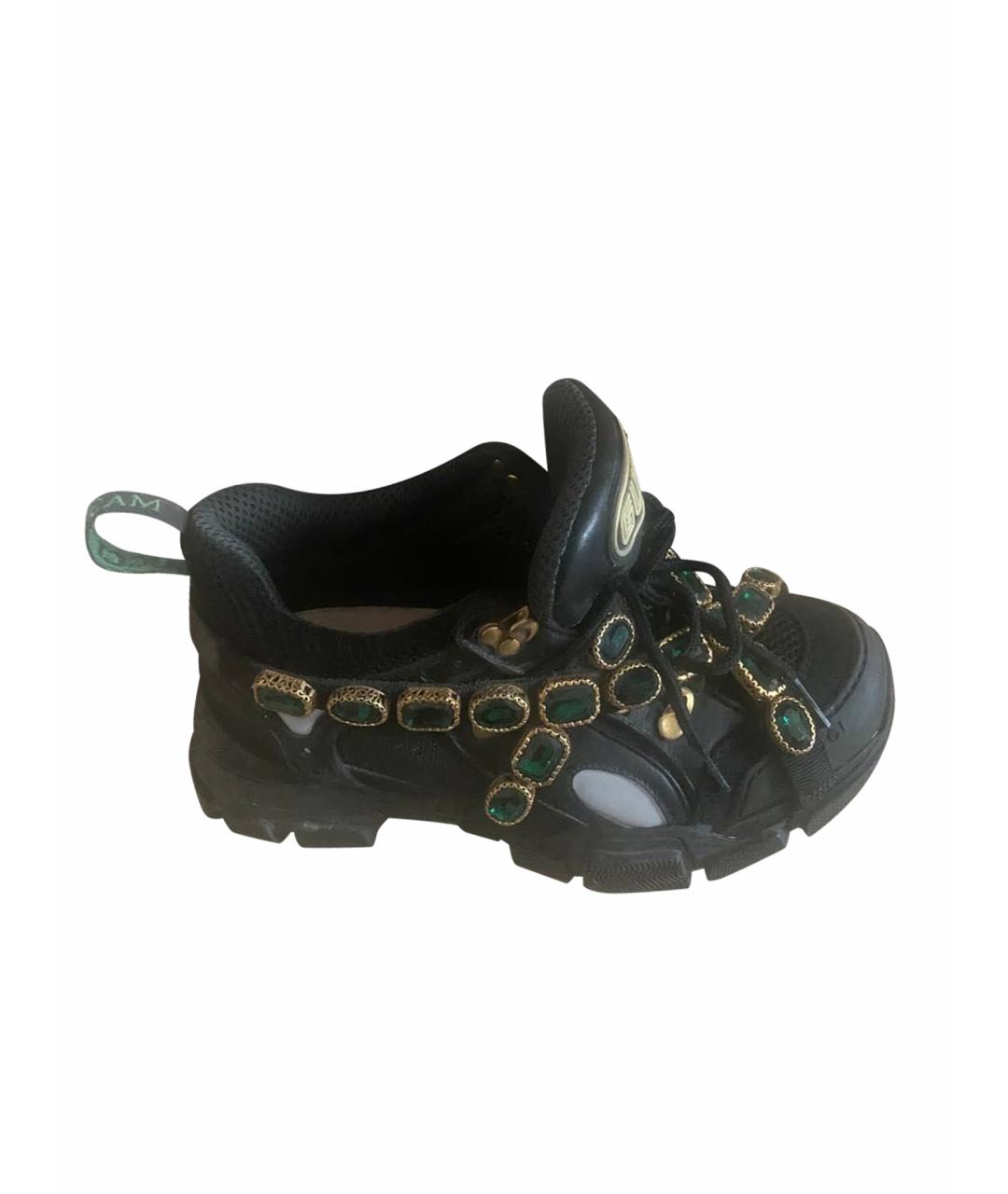 GUCCI Черные кожаные кроссовки, фото 1