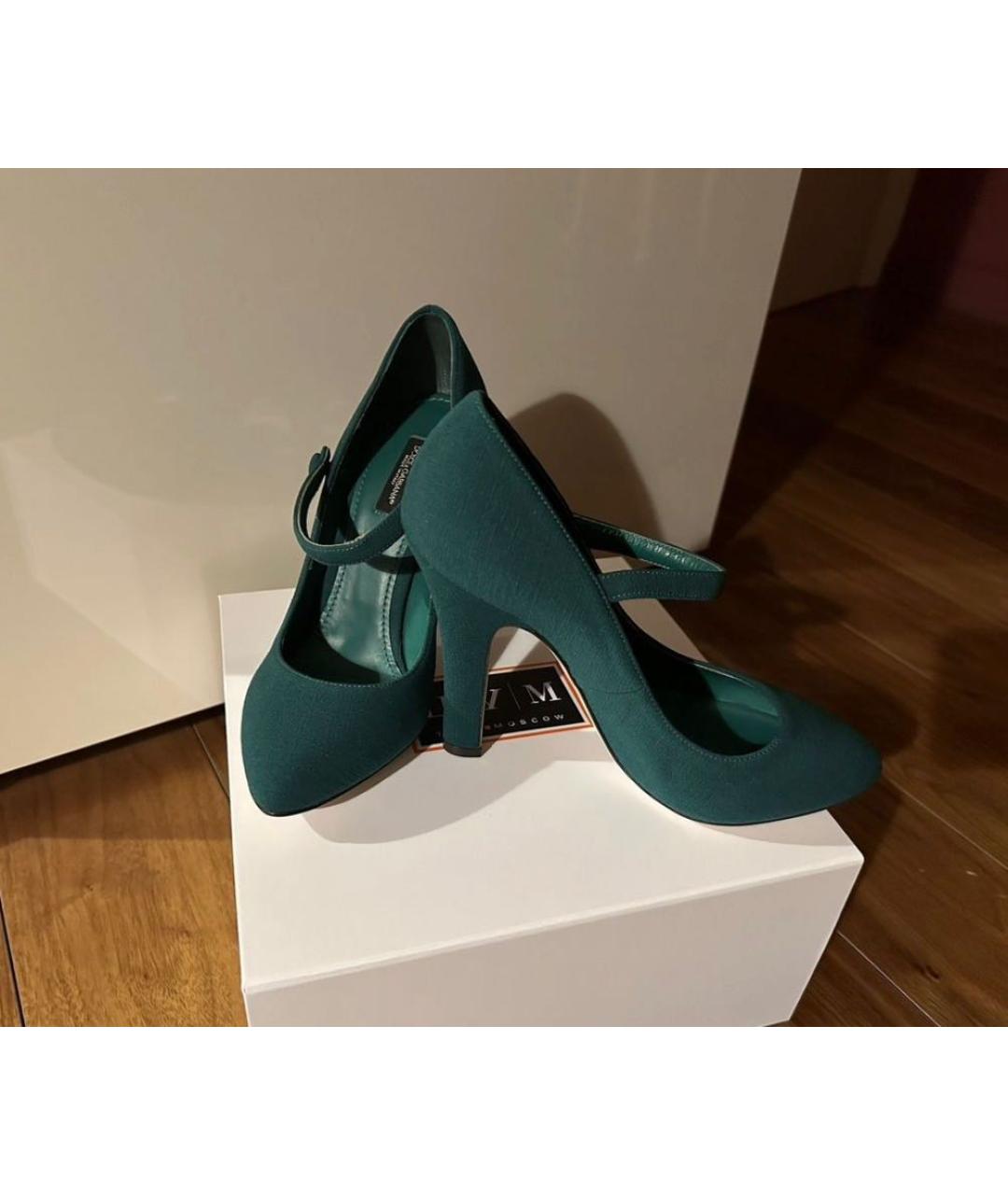 DOLCE&GABBANA Зеленые текстильные туфли, фото 7