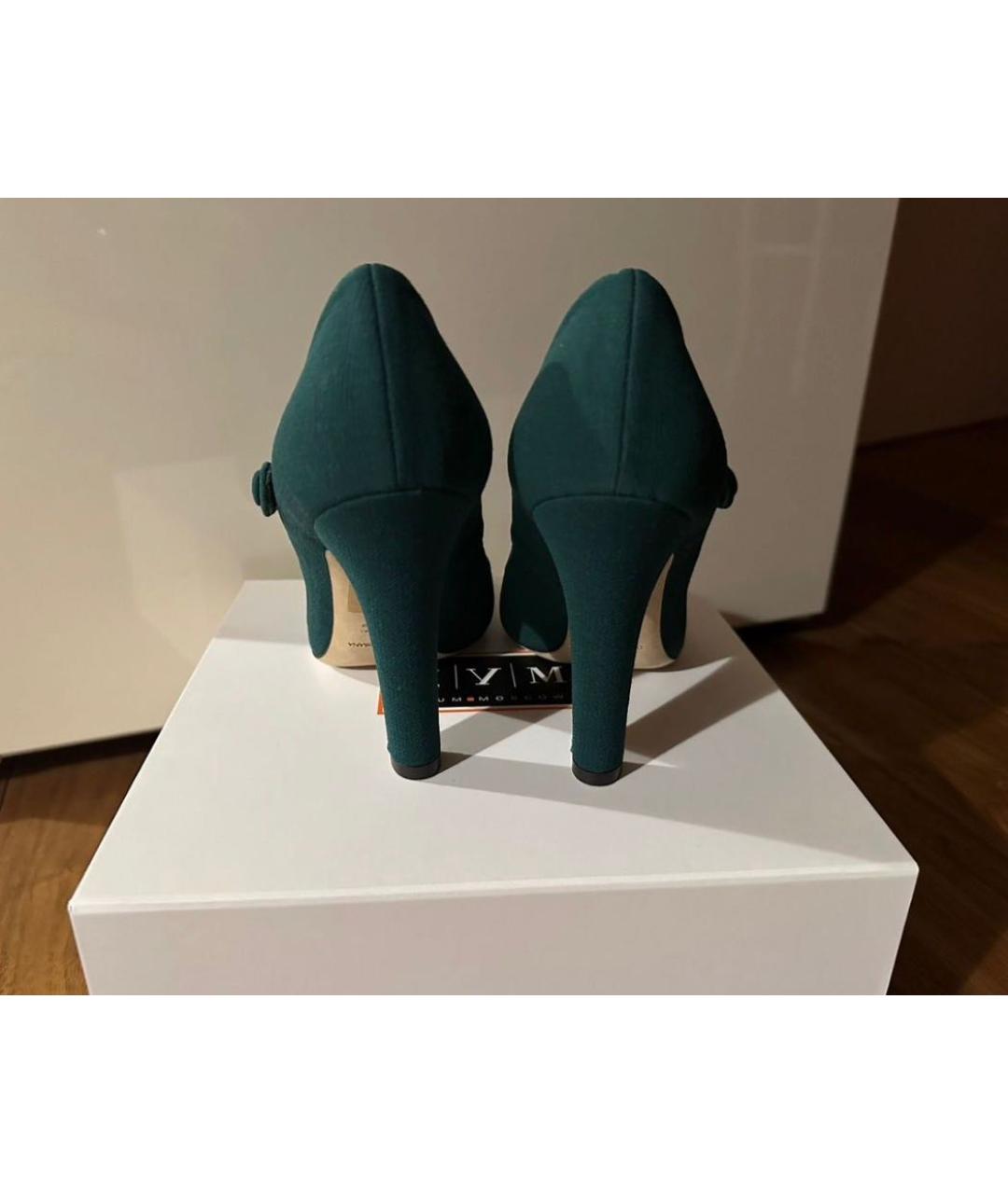 DOLCE&GABBANA Зеленые текстильные туфли, фото 4