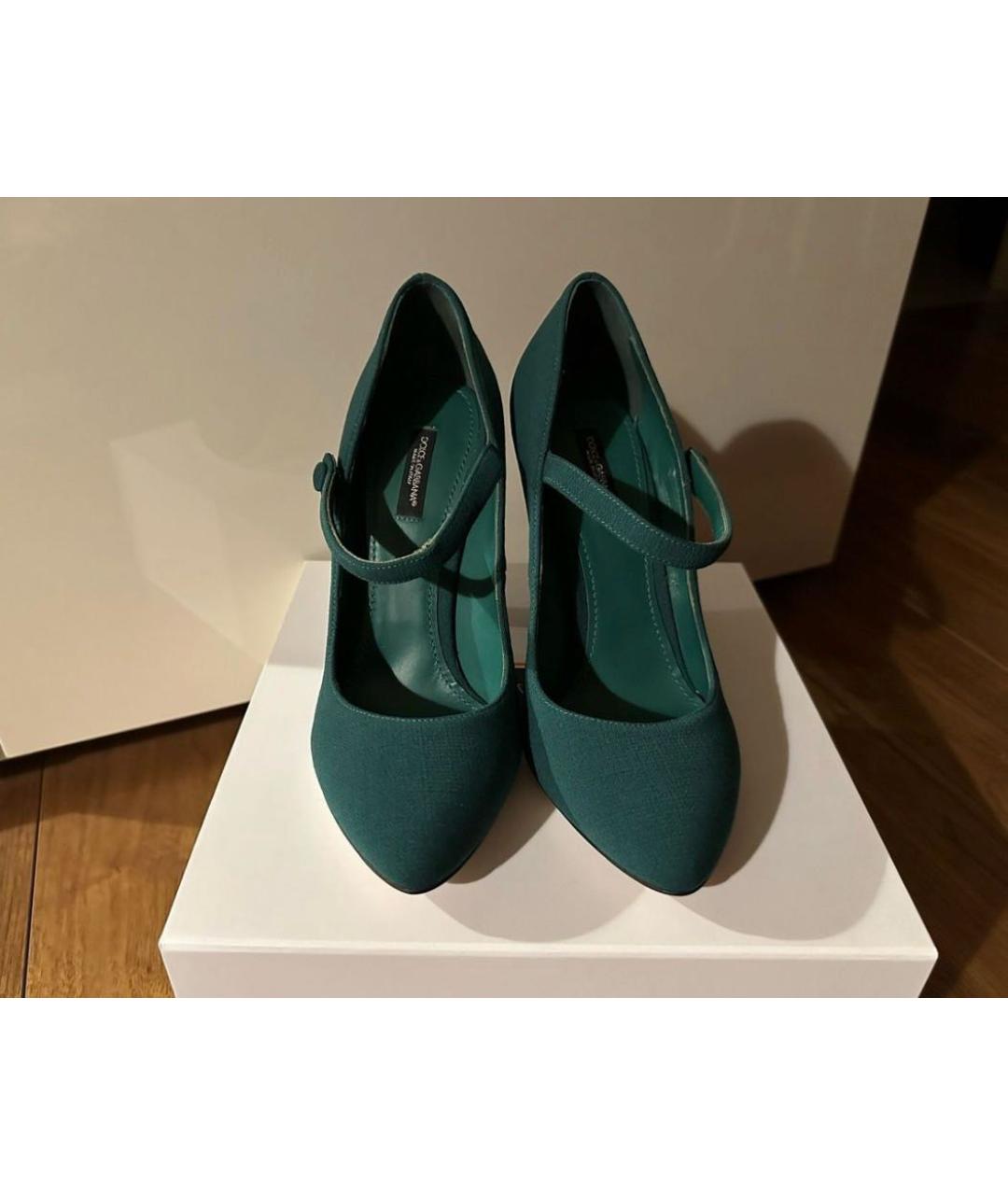 DOLCE&GABBANA Зеленые текстильные туфли, фото 2