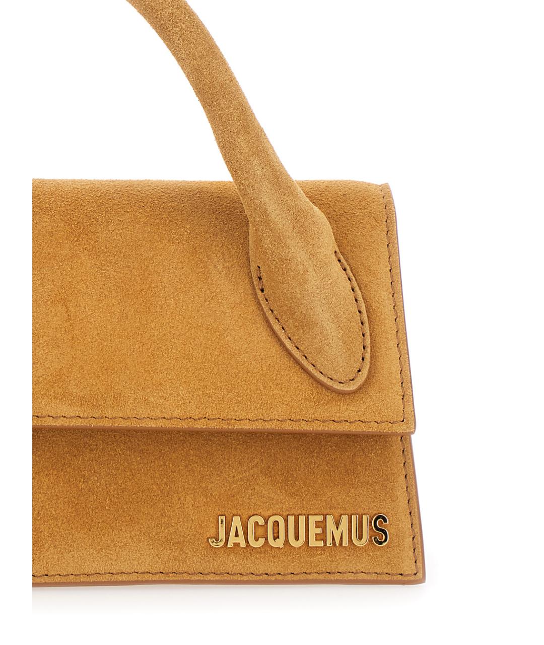 JACQUEMUS Коричневая кожаная сумка с короткими ручками, фото 3