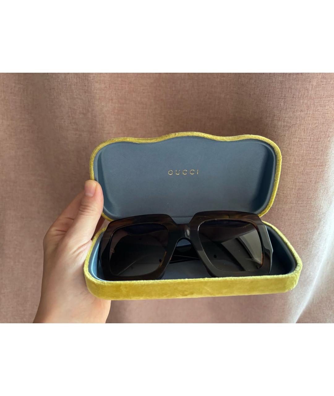 GUCCI Коричневые пластиковые солнцезащитные очки, фото 5