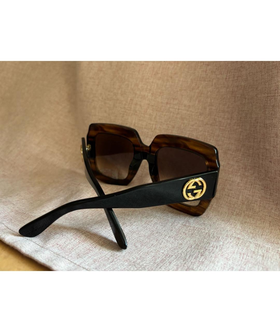 GUCCI Коричневые пластиковые солнцезащитные очки, фото 2