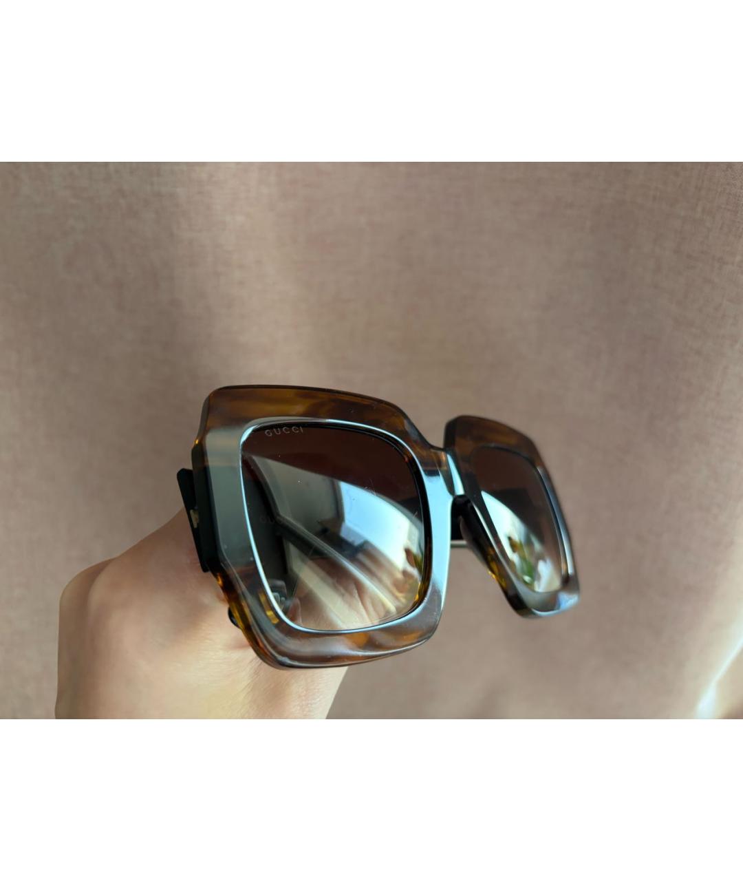 GUCCI Коричневые пластиковые солнцезащитные очки, фото 4