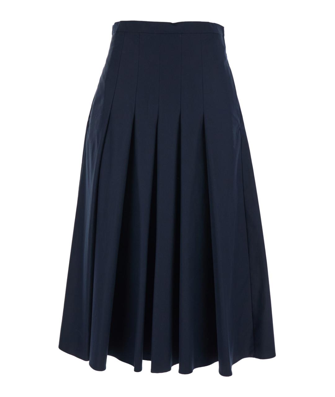 MAX MARA STUDIO Синяя хлопковая юбка миди, фото 1