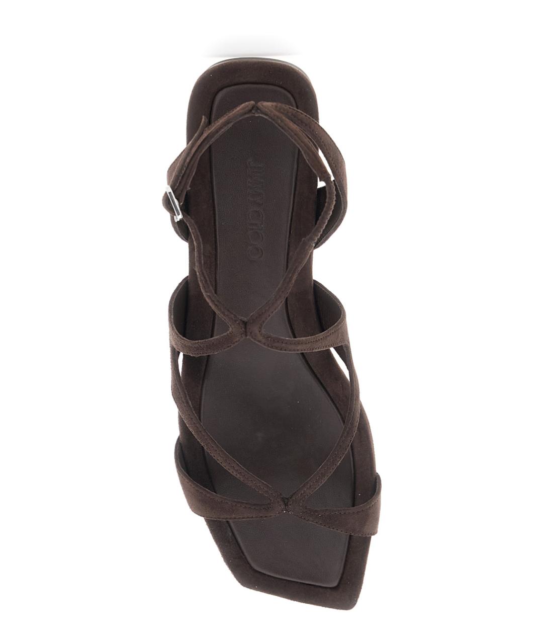 JIMMY CHOO Коричневые замшевые сандалии, фото 4