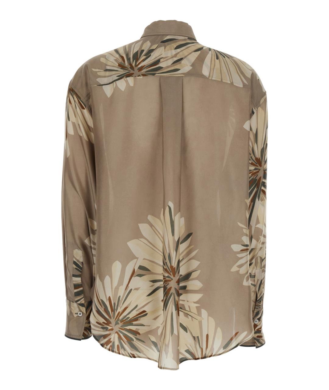 BRUNELLO CUCINELLI Бежевая шелковая рубашка, фото 2