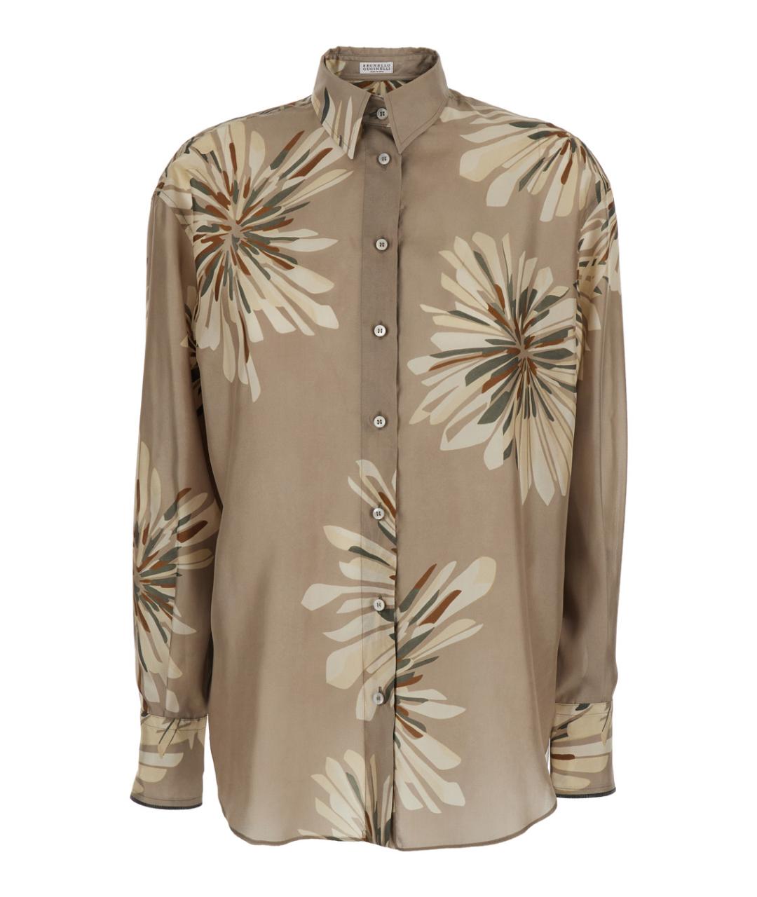 BRUNELLO CUCINELLI Бежевая шелковая рубашка, фото 1