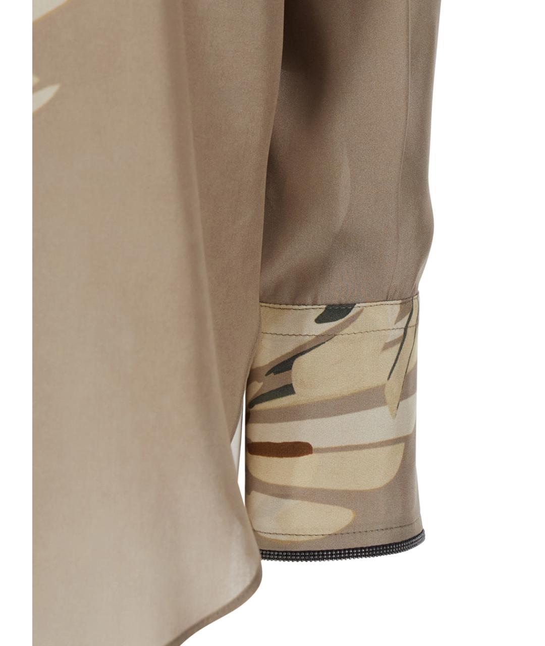 BRUNELLO CUCINELLI Бежевая шелковая рубашка, фото 3