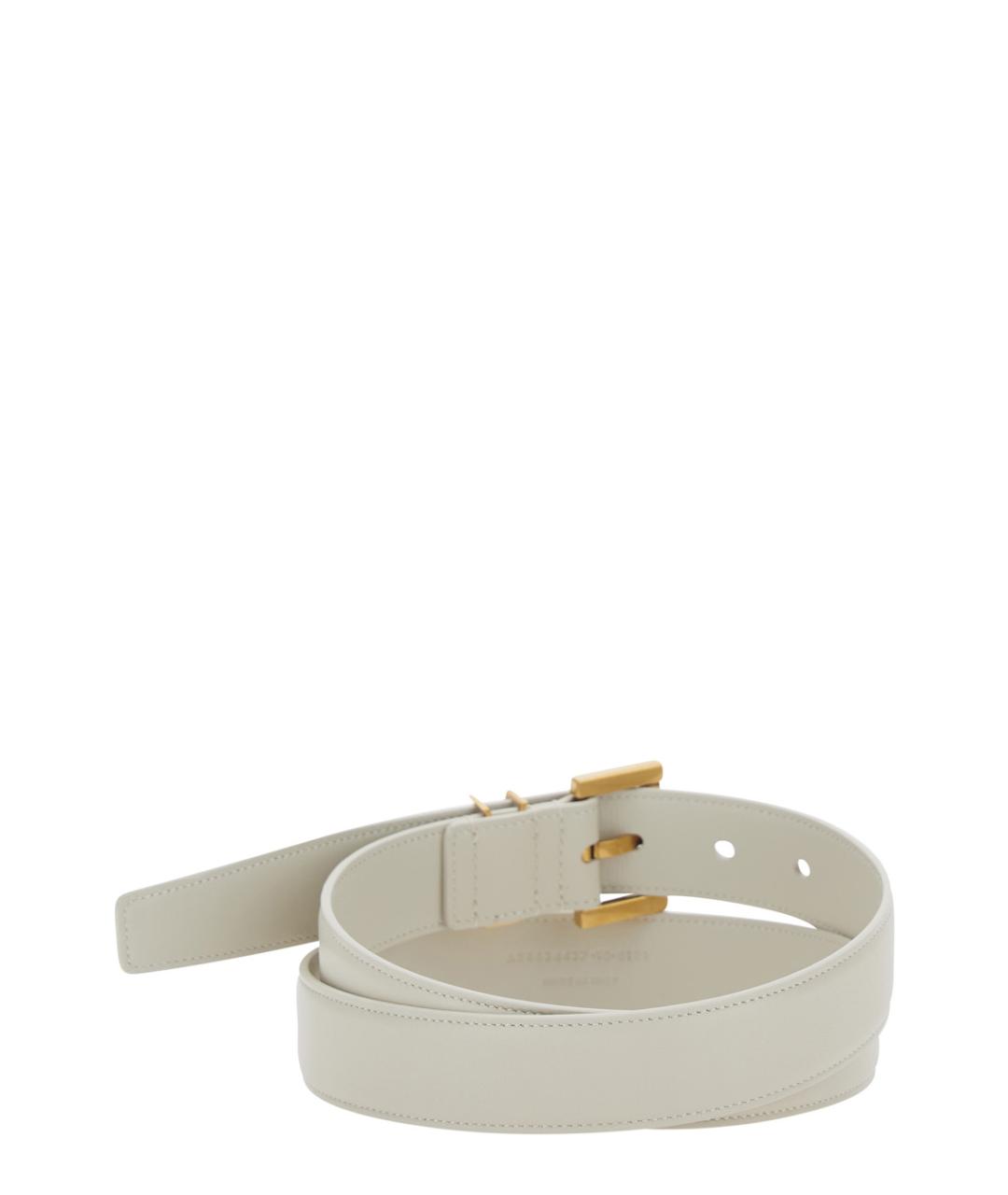 SAINT LAURENT Белый кожаный ремень, фото 2