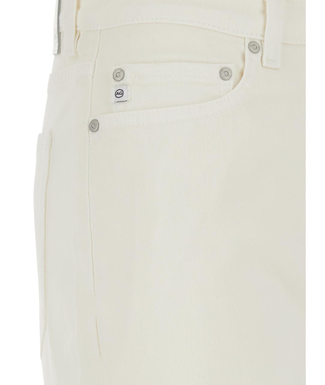 AG JEANS Белые хлопковые прямые джинсы, фото 3