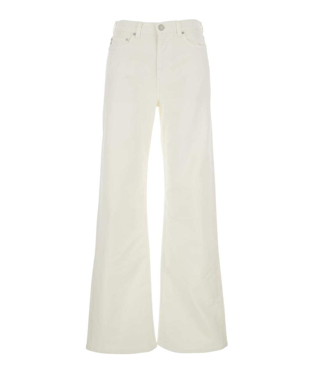 AG JEANS Белые хлопковые прямые джинсы, фото 1