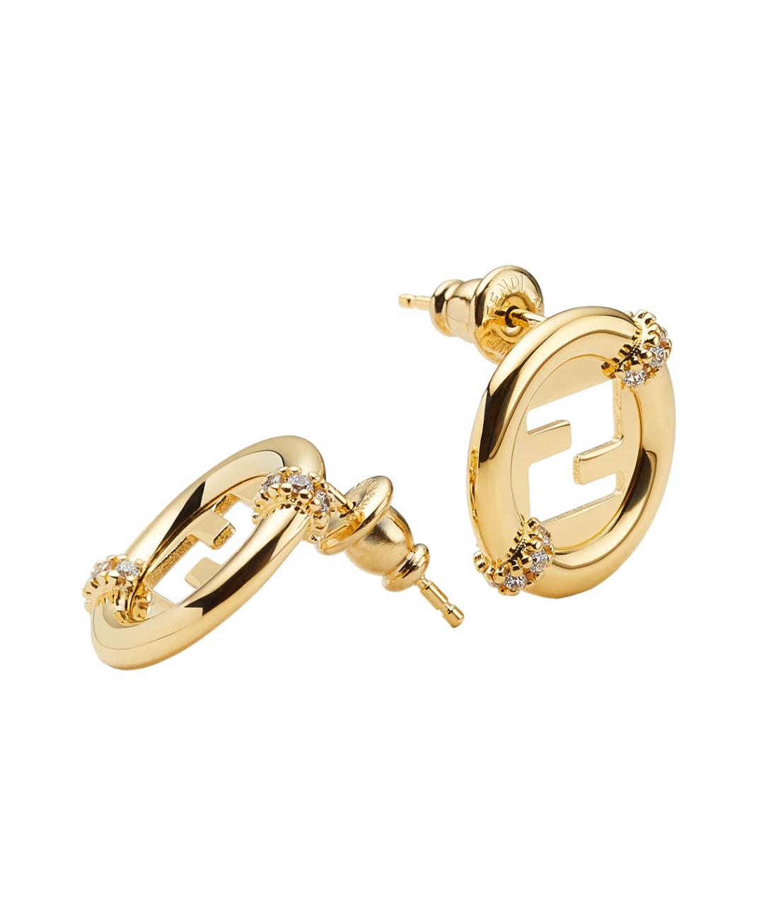 FENDI Золотые латунные серьги, фото 2