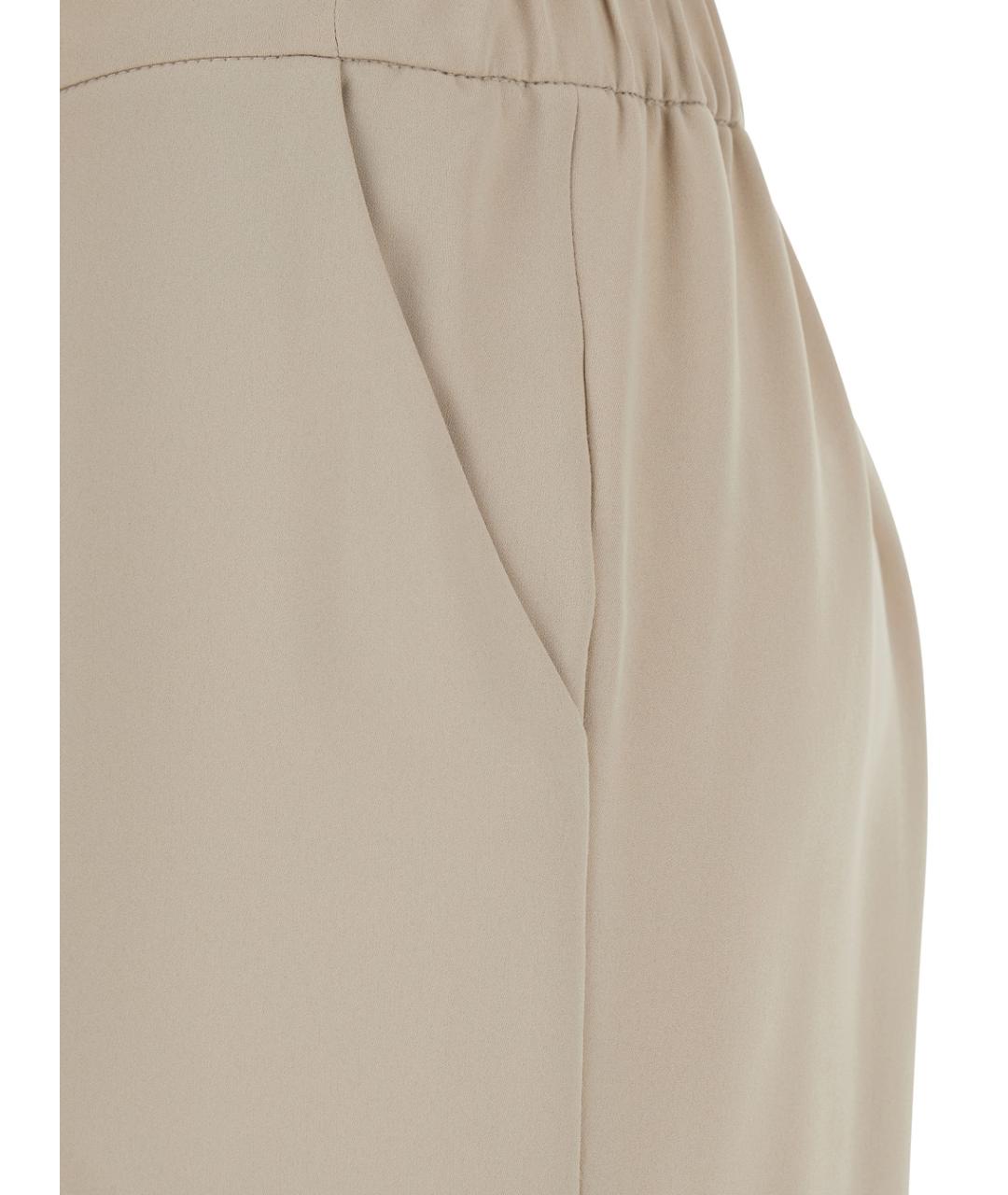 P.A.R.O.S.H. Бежевые полиэстеровые прямые брюки, фото 3