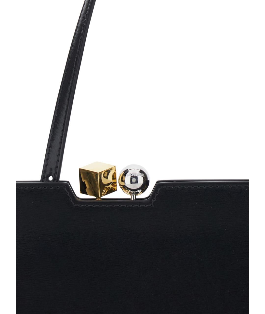 JACQUEMUS Черная кожаная сумка через плечо, фото 3