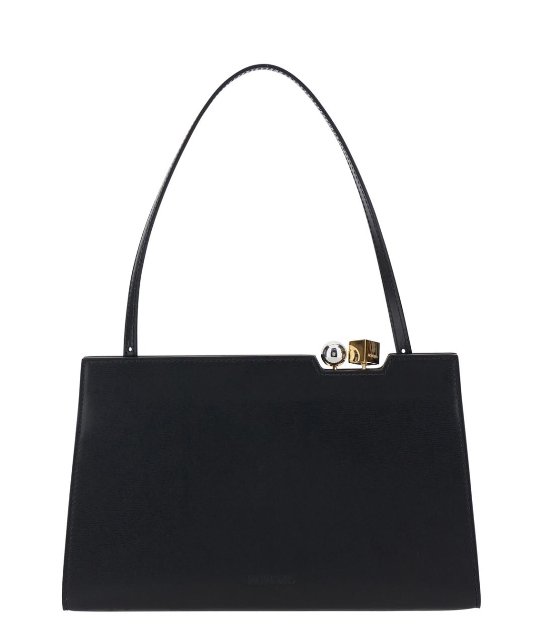 JACQUEMUS Черная кожаная сумка через плечо, фото 1