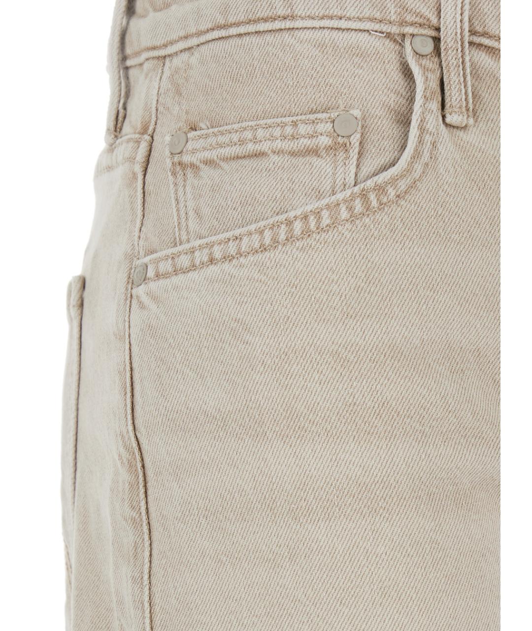 MOTHER Бежевые хлопковые прямые джинсы, фото 3