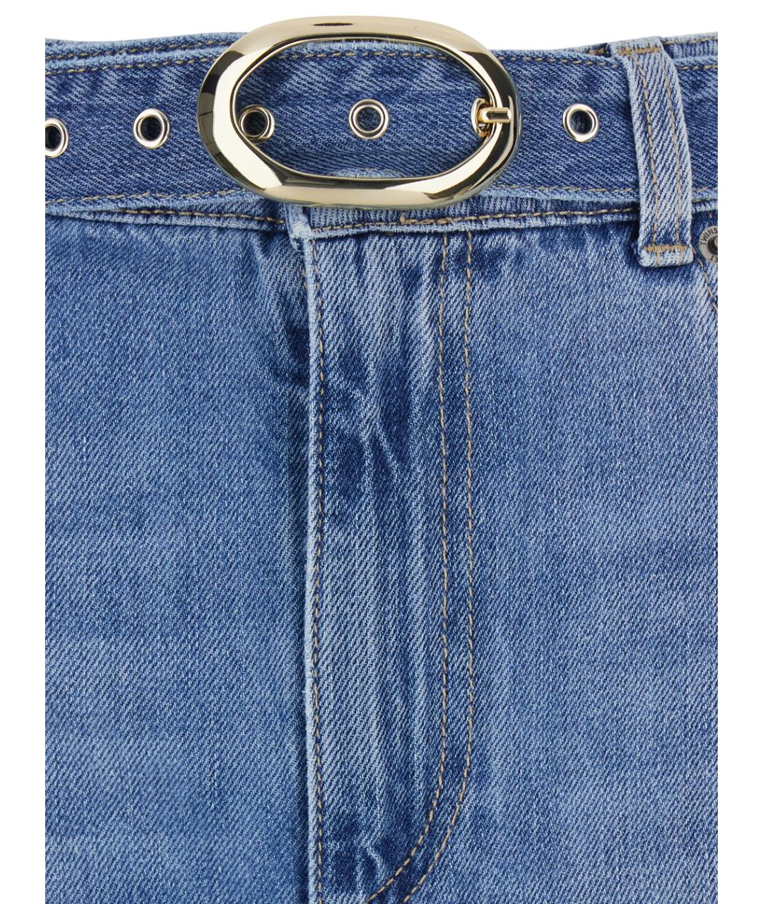 TWIN-SET Синие хлопковые прямые джинсы, фото 3