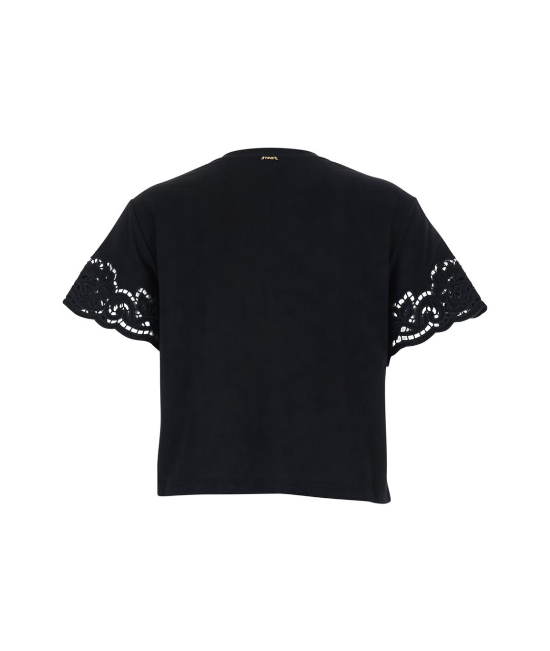 TWIN-SET Черная хлопковая футболка, фото 2