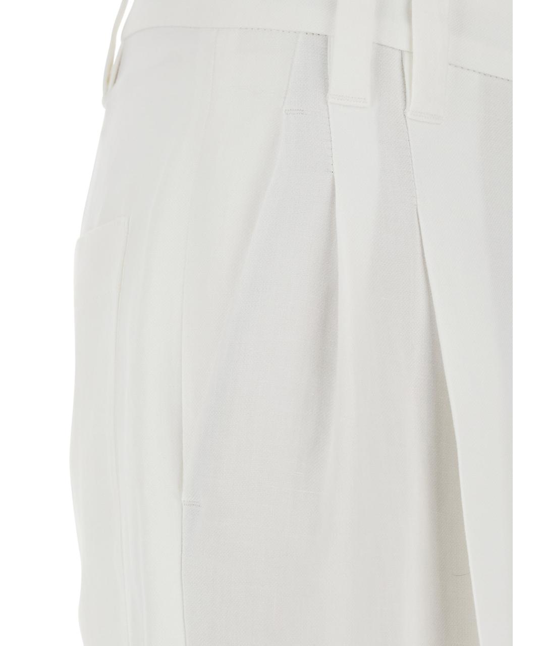 BRUNELLO CUCINELLI Белые вискозные прямые брюки, фото 3