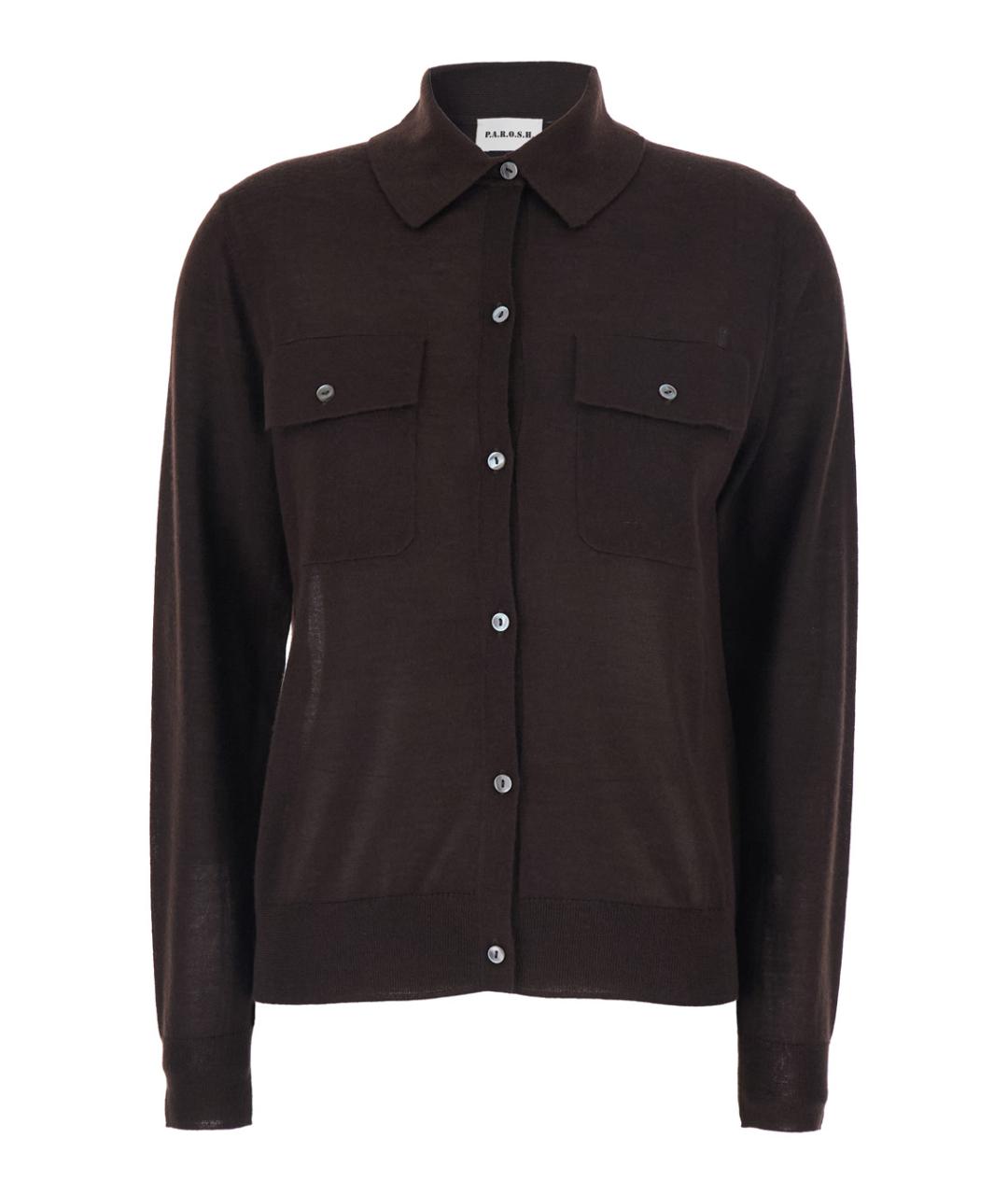 P.A.R.O.S.H. Коричневый шерстяной кардиган, фото 1