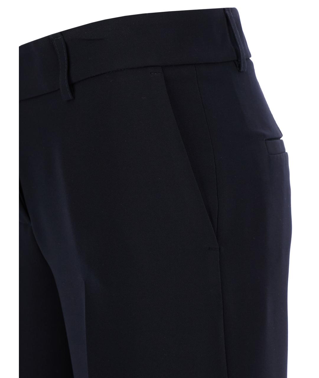 PLAIN Темно-синие полиэстеровые прямые брюки, фото 3