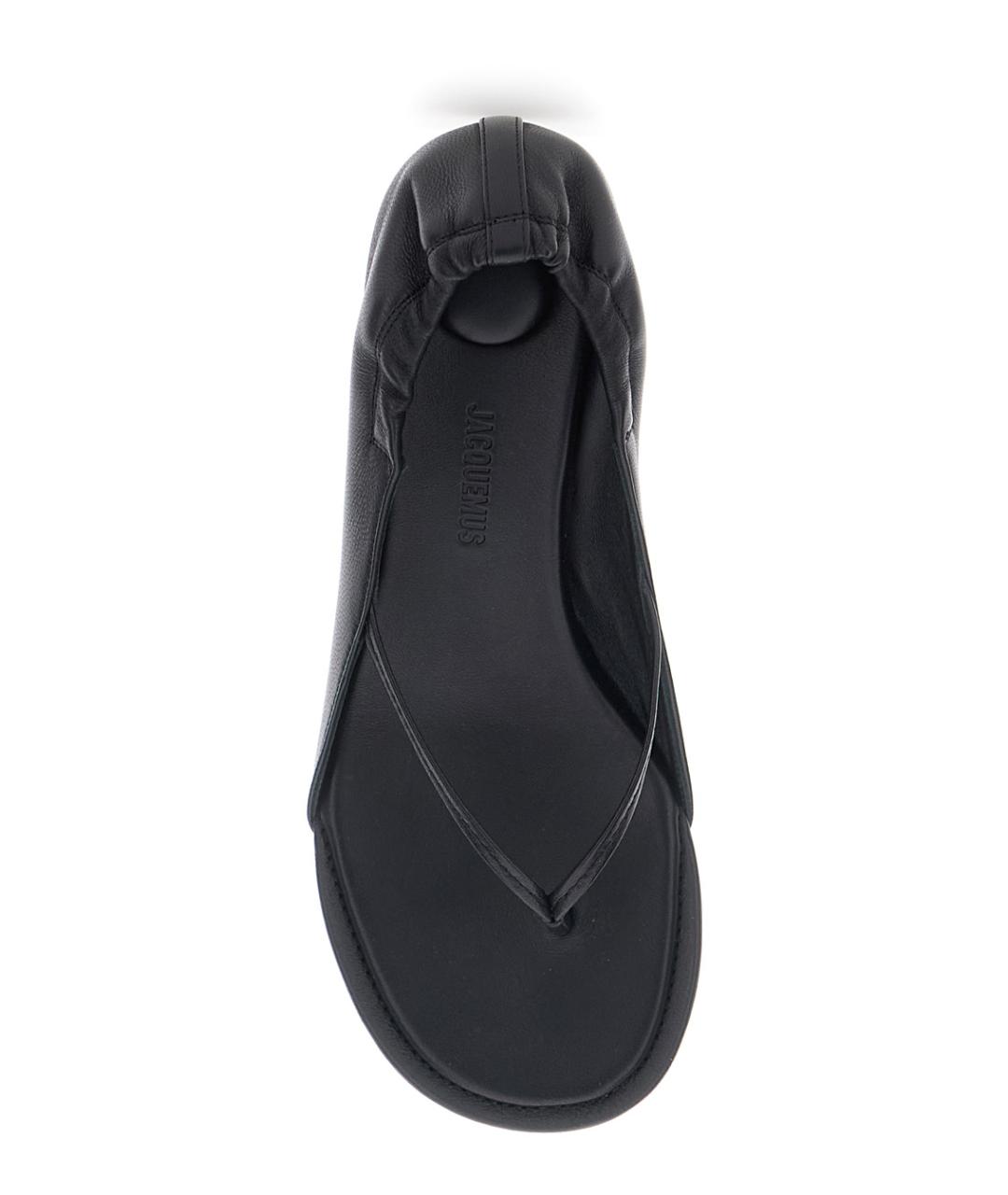 JACQUEMUS Черные кожаные босоножки, фото 4