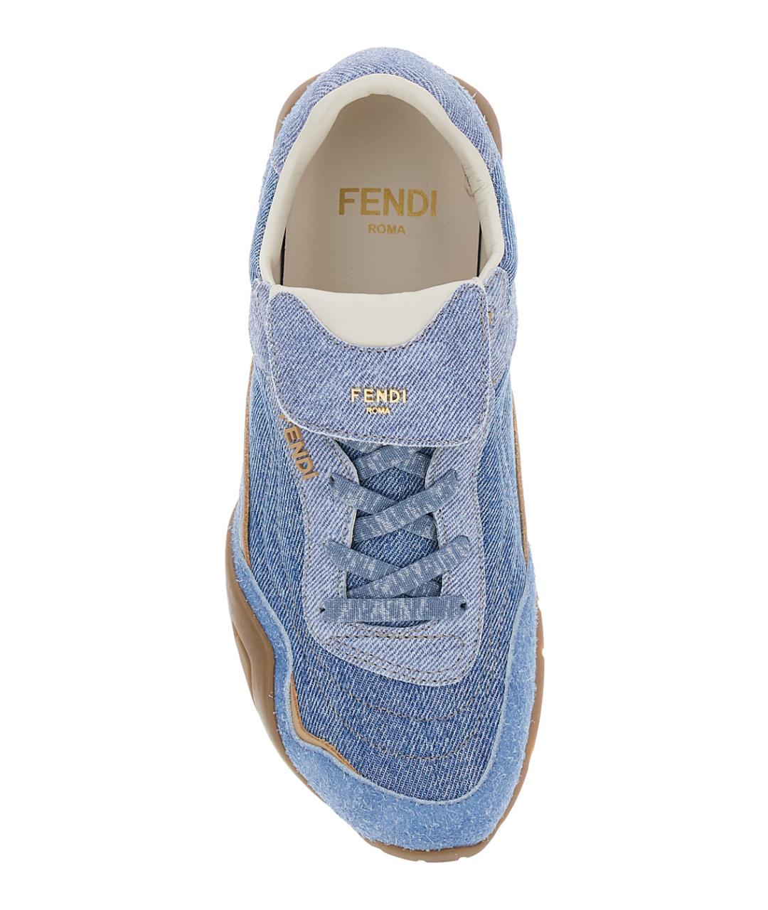 FENDI Голубые текстильные кроссовки, фото 4