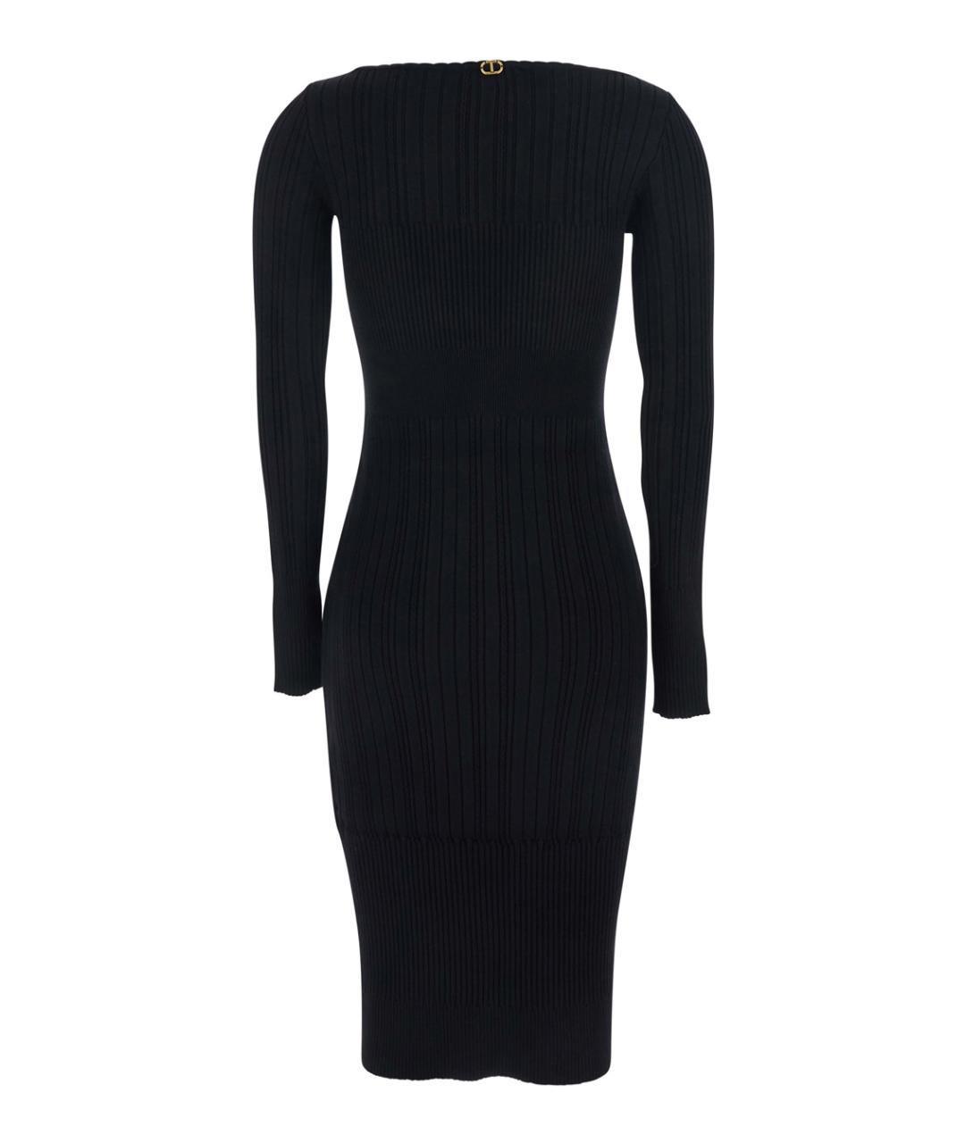 TWIN-SET Черное вискозное повседневное платье, фото 2