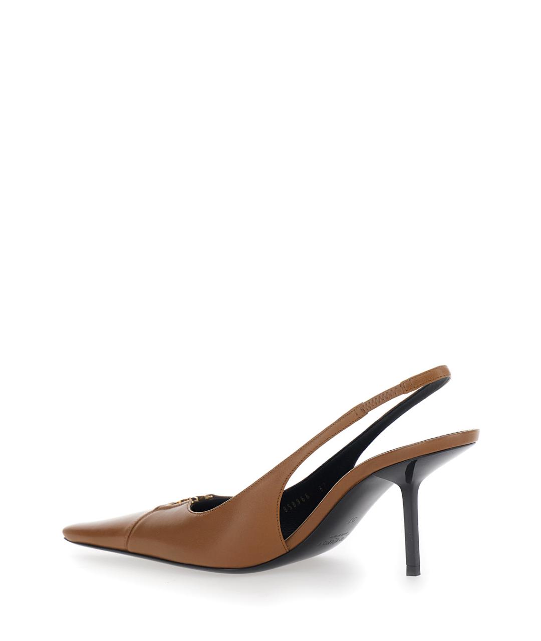 SAINT LAURENT Коричневые кожаные туфли, фото 3