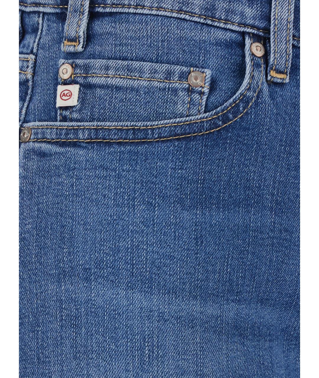 AG JEANS Синие хлопковые прямые джинсы, фото 3