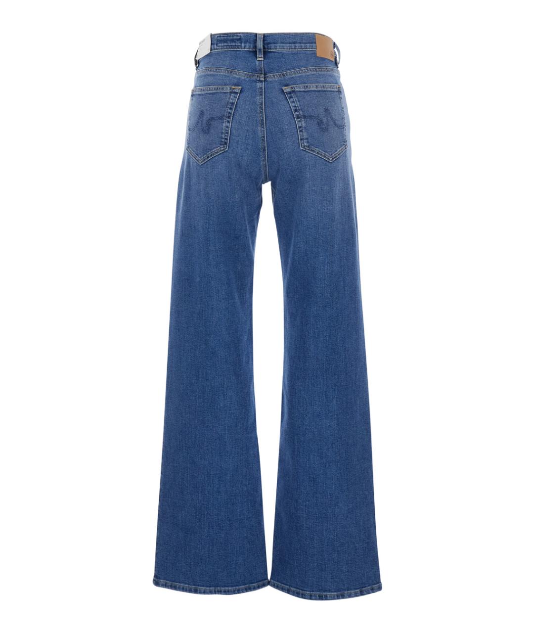 AG JEANS Синие хлопковые прямые джинсы, фото 2