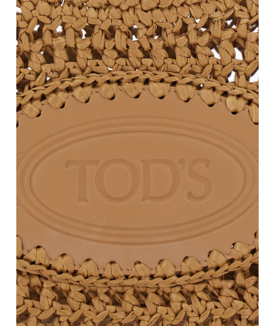 TOD'S Бежевая пелетеная сумка тоут, фото 3
