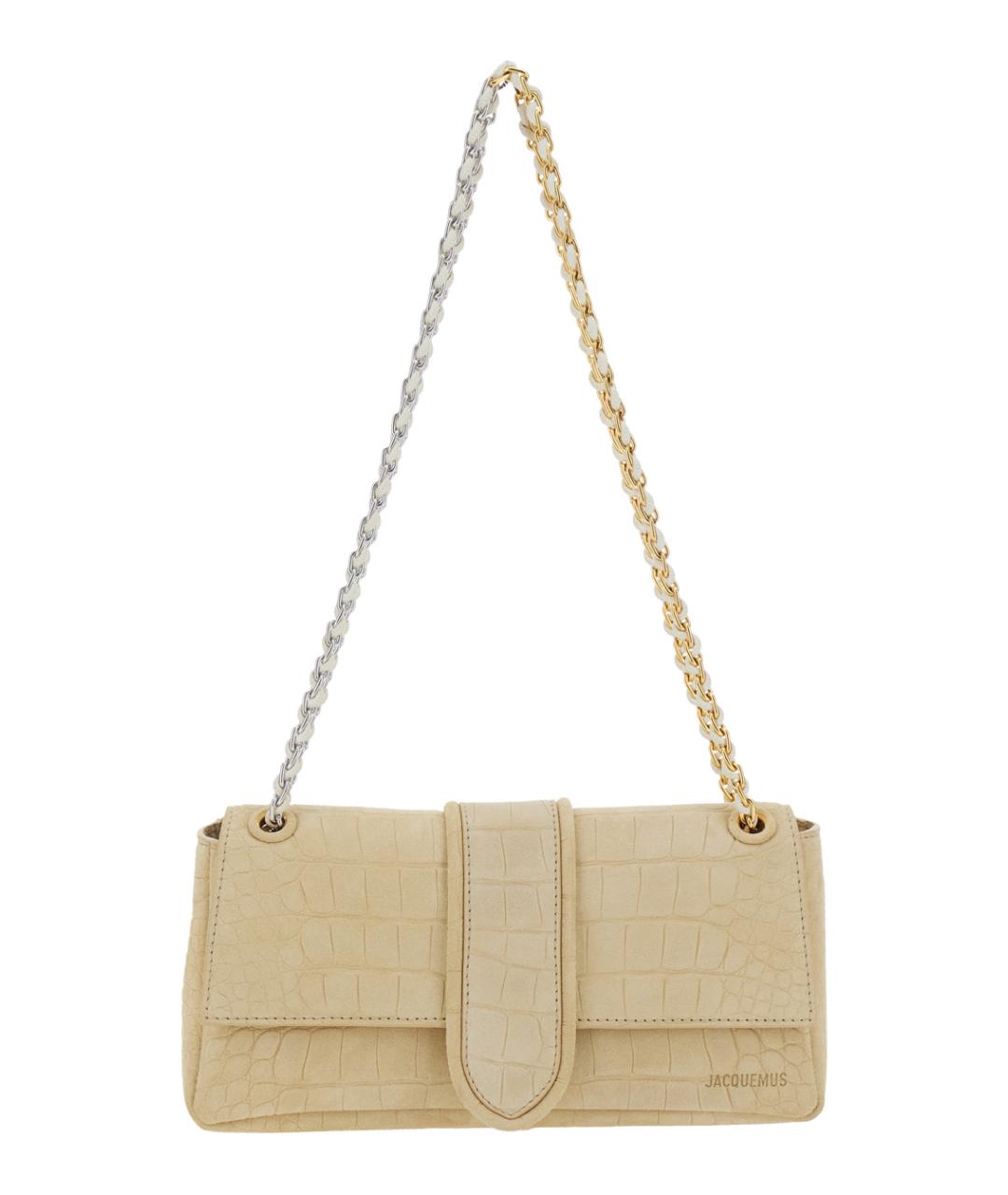 JACQUEMUS Бежевая кожаная сумка через плечо, фото 1
