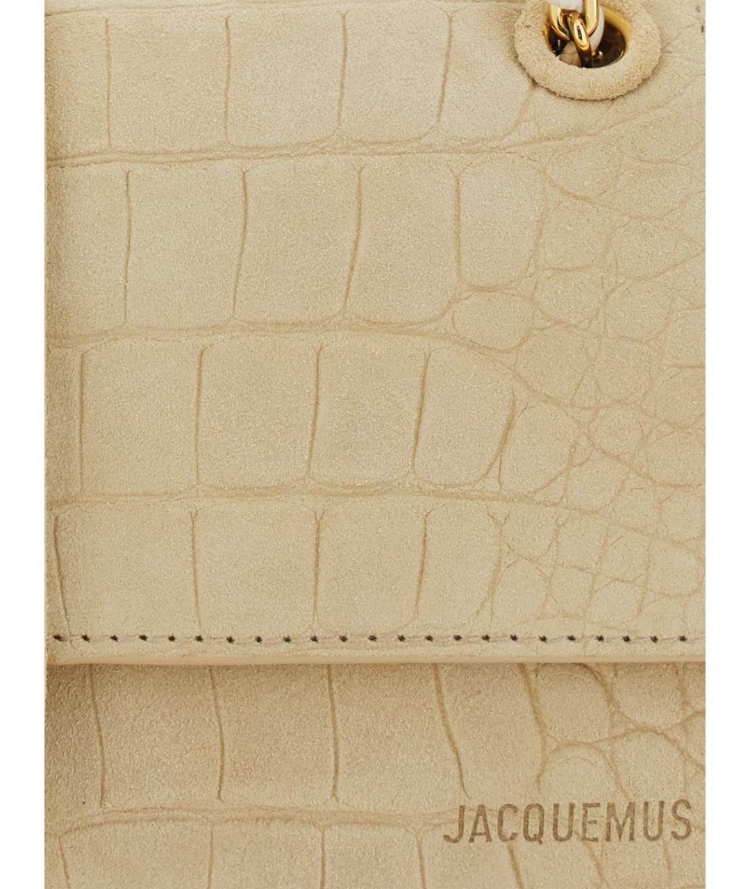 JACQUEMUS Бежевая кожаная сумка через плечо, фото 3
