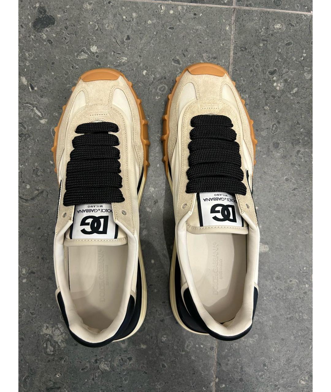 DOLCE&GABBANA Бежевые замшевые низкие кроссовки / кеды, фото 3