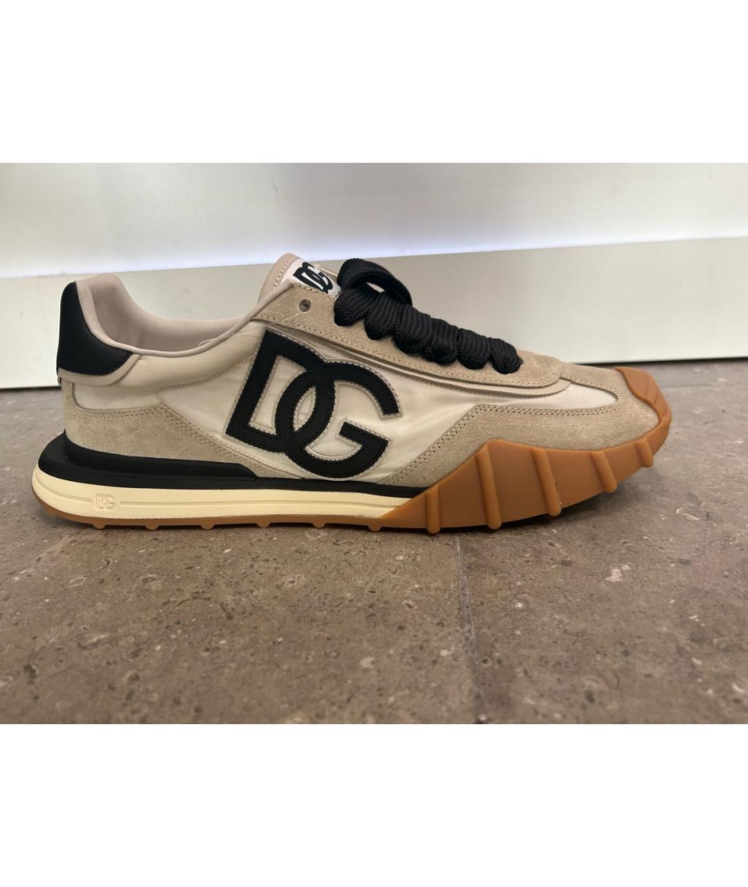 DOLCE&GABBANA Бежевые замшевые низкие кроссовки / кеды, фото 9