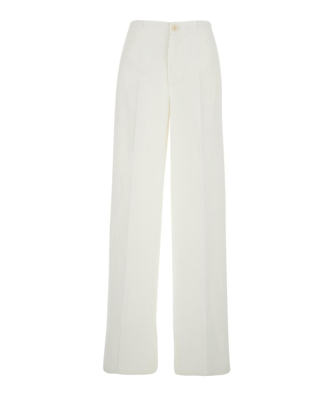 TWIN-SET Белые льняные прямые брюки, фото 1