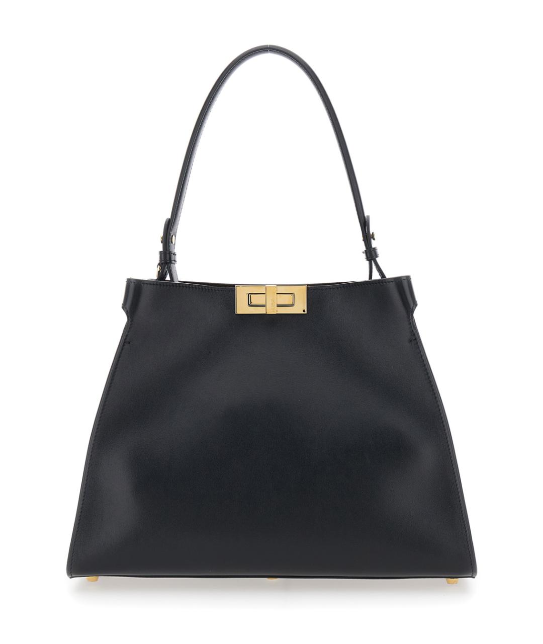 FENDI Черная кожаная сумка тоут, фото 1