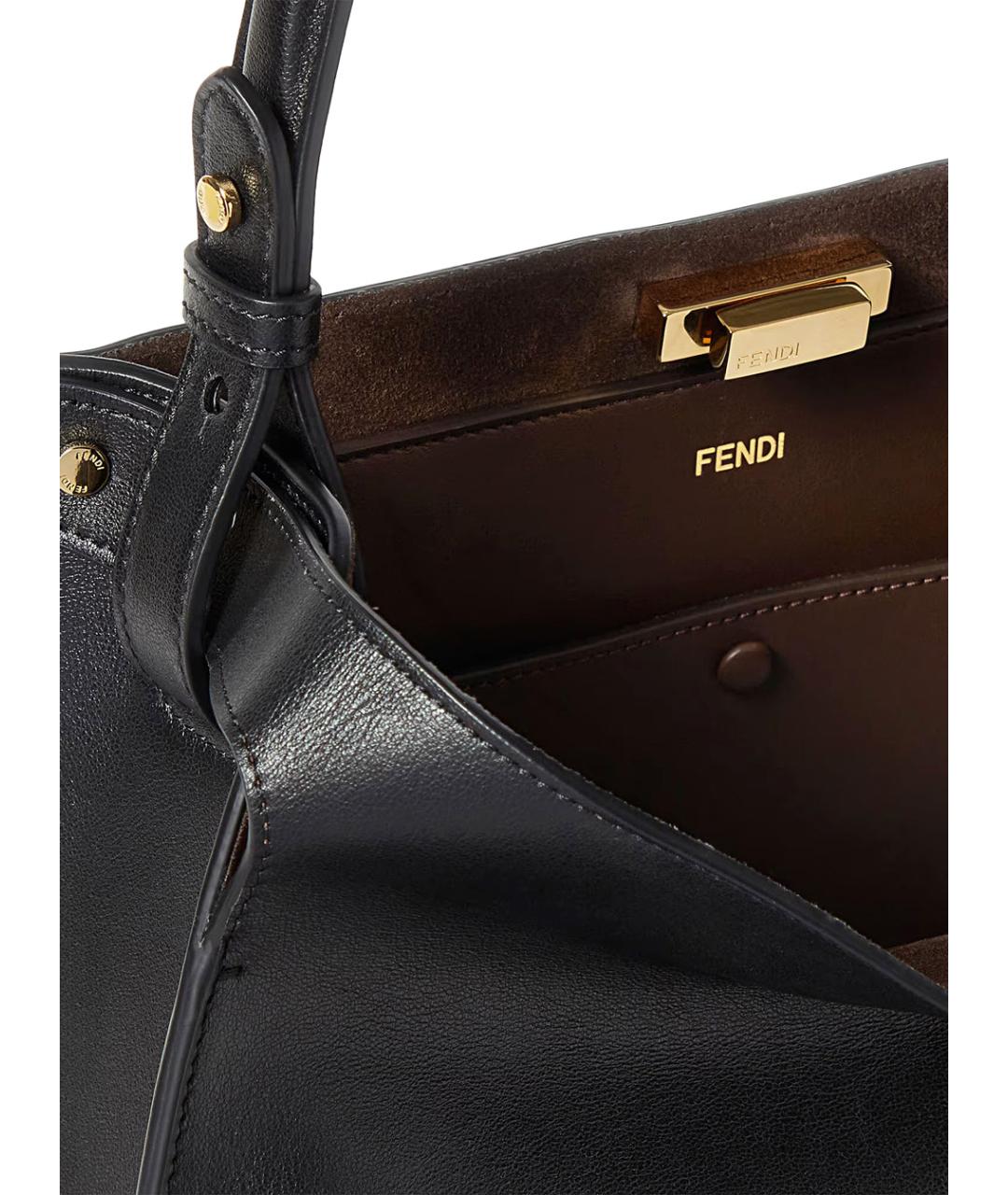 FENDI Черная кожаная сумка тоут, фото 3