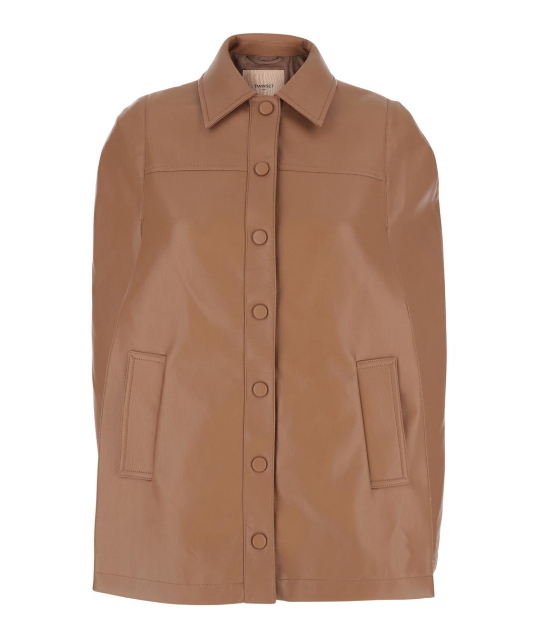 TWIN-SET Коричневая полиэстеровая куртка, фото 1